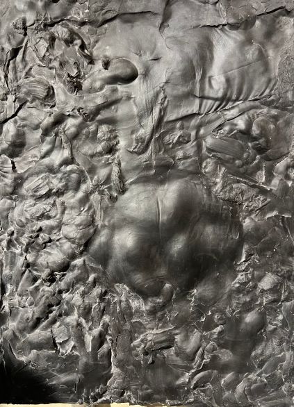 Eli Benveniste, Brancacci Art Gallery, Bodyfossil, 2023 - cast in rubber and mounted on canvas. 100 x 75 cm, 2023